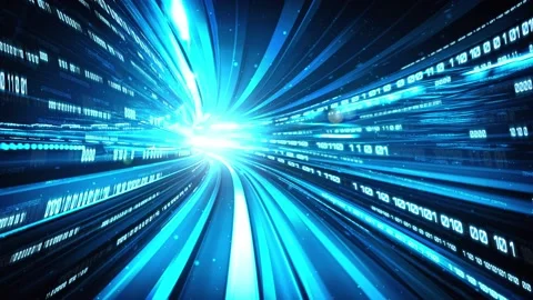 Loopable video of digital data flow on road in concept of program coding Video stock 168701522