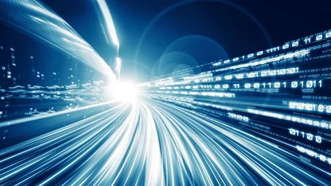 Loopable video of digital data flow on road in concept of program coding Video stock 168701600