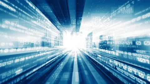 Loopable video of digital data flow on road in concept of program coding Stock Footage 168758258