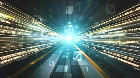 Loopable video of digital data flow on road in concept of program coding Video stock 168887969