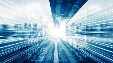 Loopable video of digital data flow on road in concept of program coding Stock Footage 168933597