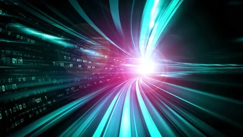 Loopable video of digital data flow on road in concept of program coding Stock Footage 168951747