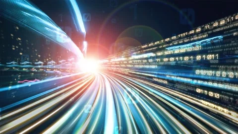 Loopable video of digital data flow on road in concept of program coding Stock Footage 168951866