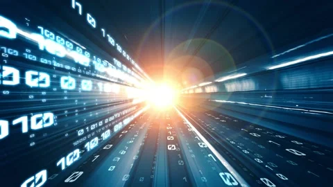 Loopable video of digital data flow on road in concept of program coding Stock Footage 169678067