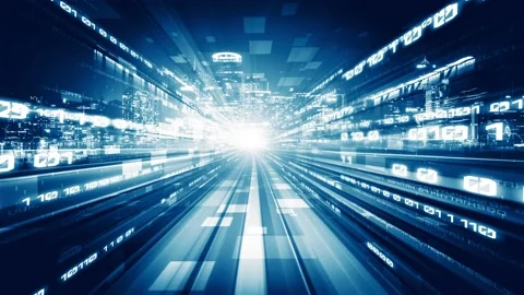 Loopable video of digital data flow on road in concept of program coding Stock Footage 169762696