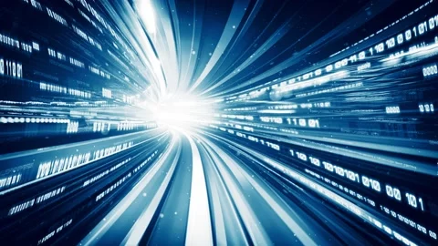 Loopable video of digital data flow on road in concept of program coding Stock Footage 169779927