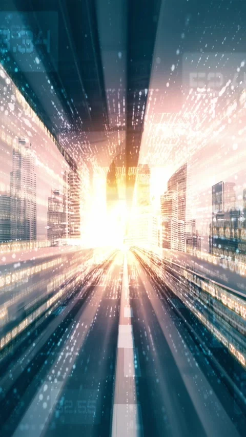 Loopable video of digital data flow on road in concept of program coding Stock Footage 293532081