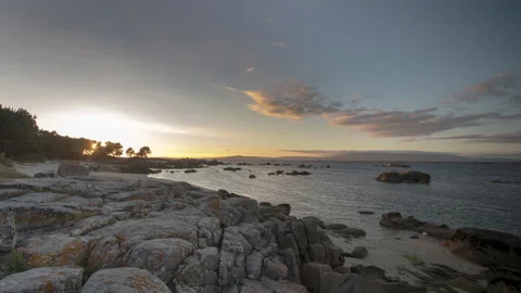 Loopable video of sunset over beach, Galicia, Spain 库存影片 132427642