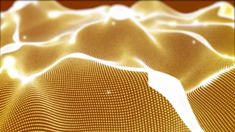 Loopable Virtual space with depth of field and Gold particles, surfaces V7 Stock Footage 92739587
