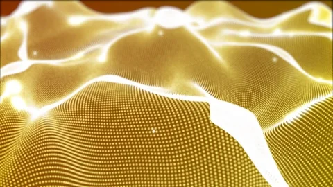 Loopable Virtual space with depth of field and Gold particles, surfaces V8 Stock Footage 92739599