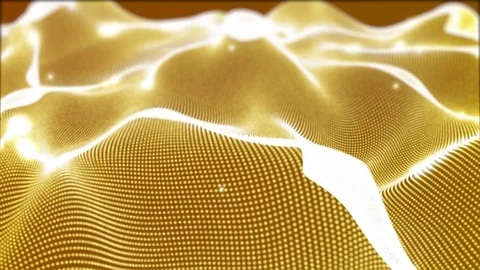 Loopable Virtual space with depth of field and Gold particles, surfaces V11 Stock Footage 92739637