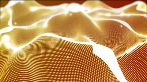 Loopable Virtual space with depth of field and Gold particles, surfaces V13 Stock-Footage 92739662