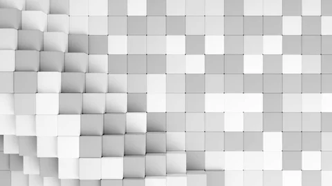 Loopable white and grey abstract geometrical cube array wave pattern background Stock Footage 123579439