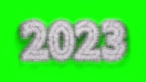Loopable white numbers 2023 Cubes on ChromaKey Stock Footage 220320171