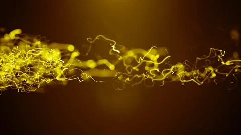 Loopable yellow gold energy light strings waves background with flares.Future Stock Footage 93157441