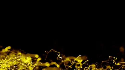 Loopable yellow gold energy light strings waves on black and copy space for text Stock Footage 93158662