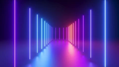 Looped 3d animation, abstract background of vertical neon lines Stock Footage 259706502