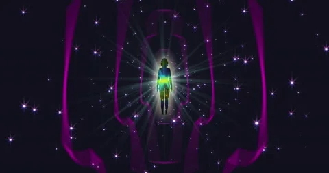 A looped 3D animation of the enlightenment of the multi-colored energy of the Stock Footage 204908797