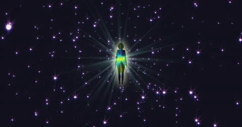 A looped 3D animation of the enlightenment of the multi-colored energy of the Stock Footage 205211322