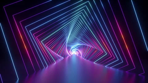Looped 3d animation. Flight inside the neon infinity tunnel Stock Footage 282026066