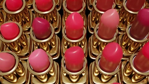Looped 3D animation of lipstick pattern with different  color shades.  Stock Footage 261403586