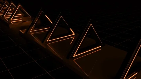 Looped 3d Animation Triangle Orange Art Concept Endless Video stock 108576852