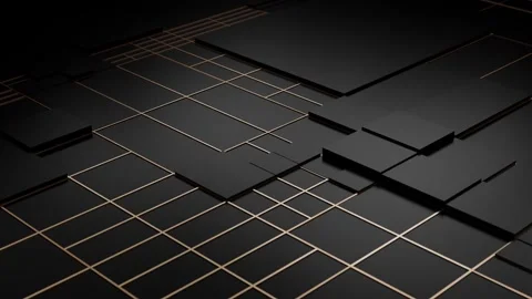 Looped 3D background with matte geometric panels and thin gold grid lines Stock Footage 328306133