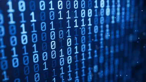 Looped 3D binary animation with blue digits and soft depth of field. Stock Footage 341887965