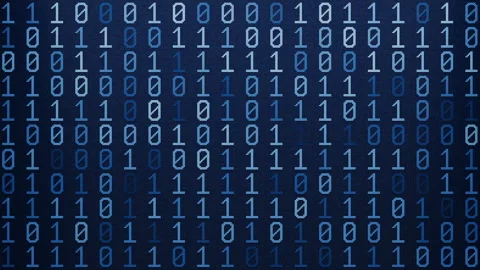 Looped 3D binary animation with blue digits on a dark digital display. 動画素材 344165692