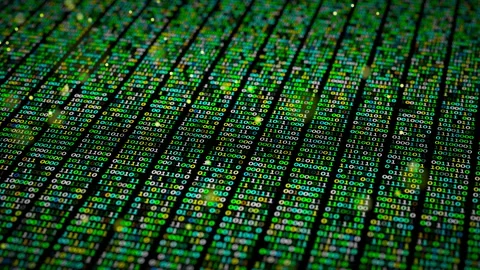 Looped 3D binary animation with vivid green and colorful lights. Stock Footage 341888457