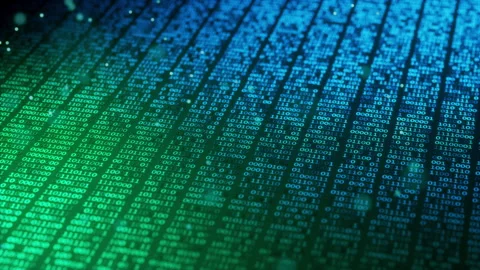 Looped 3D binary animation with vivid blue, cyan and green lights. 動画素材 344168219