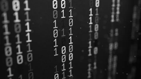 Looped 3D binary animation with white digits and soft depth of field. Stock Footage 341888039