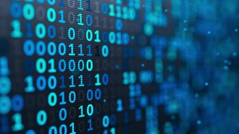 Looped 3D blue binary code data tunnel Stock Footage 338988997