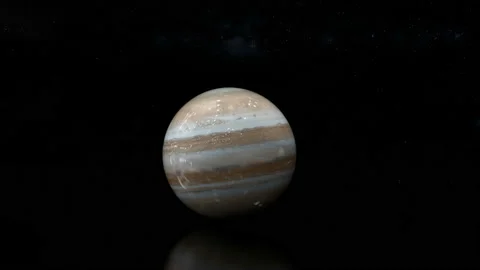 Looped 3d design of Jupiter in the space. Panoramic view of rolling planets. Cos Stock Footage 122937433
