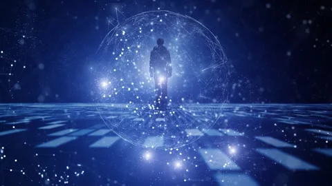 Looped 3d digital tech people cyberspace Stock Footage 338306962