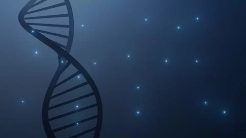 Looped 3d dna chain on dark blue light with glow dots 库存影片 341158736
