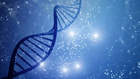 Looped 3d dna chain digital ai cyber space animation Stock Footage 338304941