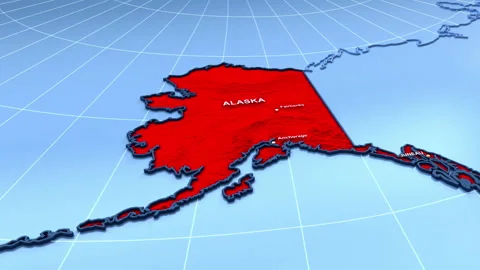 Looped 3D election map animation of the United States zooming into Alaska state Stock Footage 340655226