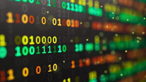 Looped 3D multicolor binary code tunnel for tech backgrounds Stock Footage 338988967