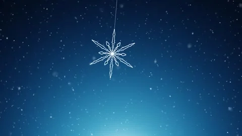 Looped 3d snowflake on string with snowfall background 動画素材 338304433