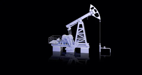 Looped 4K 3D animation of working white textured oil pump on black background. Stock Footage 287987716