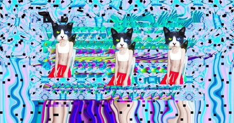 Looped 4k animation. 2d, 3d Crazy chaos mix of fashion objects and characters. Stock Footage 167890590