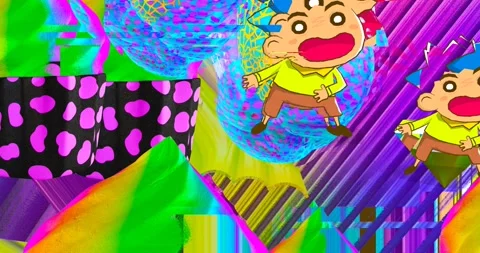 Looped 4k animation. 2d, 3d Crazy chaos mix of fashion objects and characters. Stock Footage 167890683