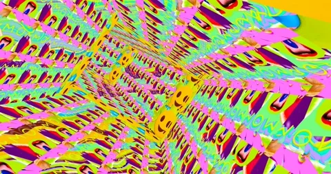 Looped 4k animation. 2d, 3d Crazy chaos mix of fashion objects and characters. Stock Footage 167890718
