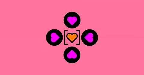 Looped 4k animation. Abstract geometry objects and hearts. Ideal creative modern Stock Footage 168629310
