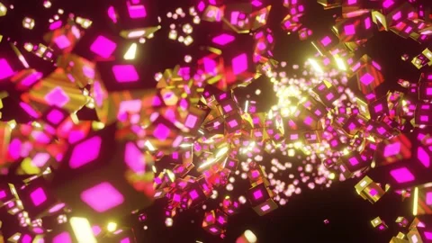Looped abstract animated dark background. flashing 3D cubes fly on a black backg 스톡 동영상 237432470