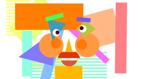 Looped abstract animation of a square head Vidéo 148880738
