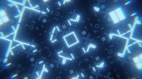Looped abstract background with flying through bright glowing patterns Stock Footage 285840841