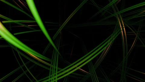 Looped abstract background with smooth flying through green orange lines Stock Footage 327721273