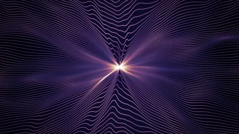 Looped abstract background with smooth wavy strings and bright shiny light Stock Footage 281096563